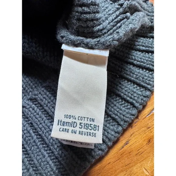 LL Bean Cable Knit Cardigan Women's Large Gray 100% Cotton Full Button Front - Picture 9 of 10